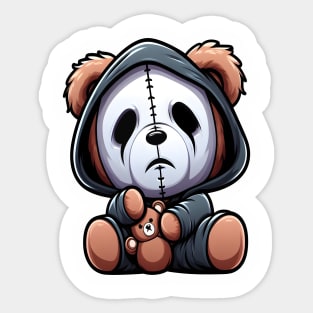 Cute Bear With Funny Scary Mask Kawaii Sticker